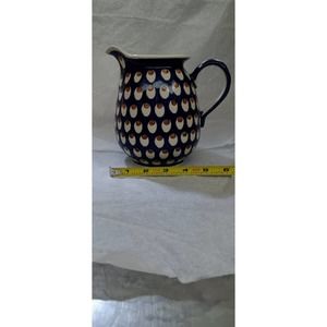 Boleslawiec Ceramic Pitcher with Peacock Style Print made in Poland